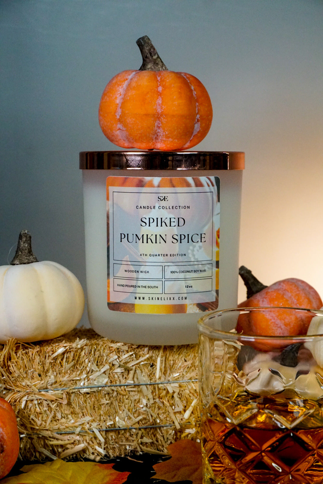 SPIKED PUMPIN SPICE CRACKLING WOOD WICK CANDLE